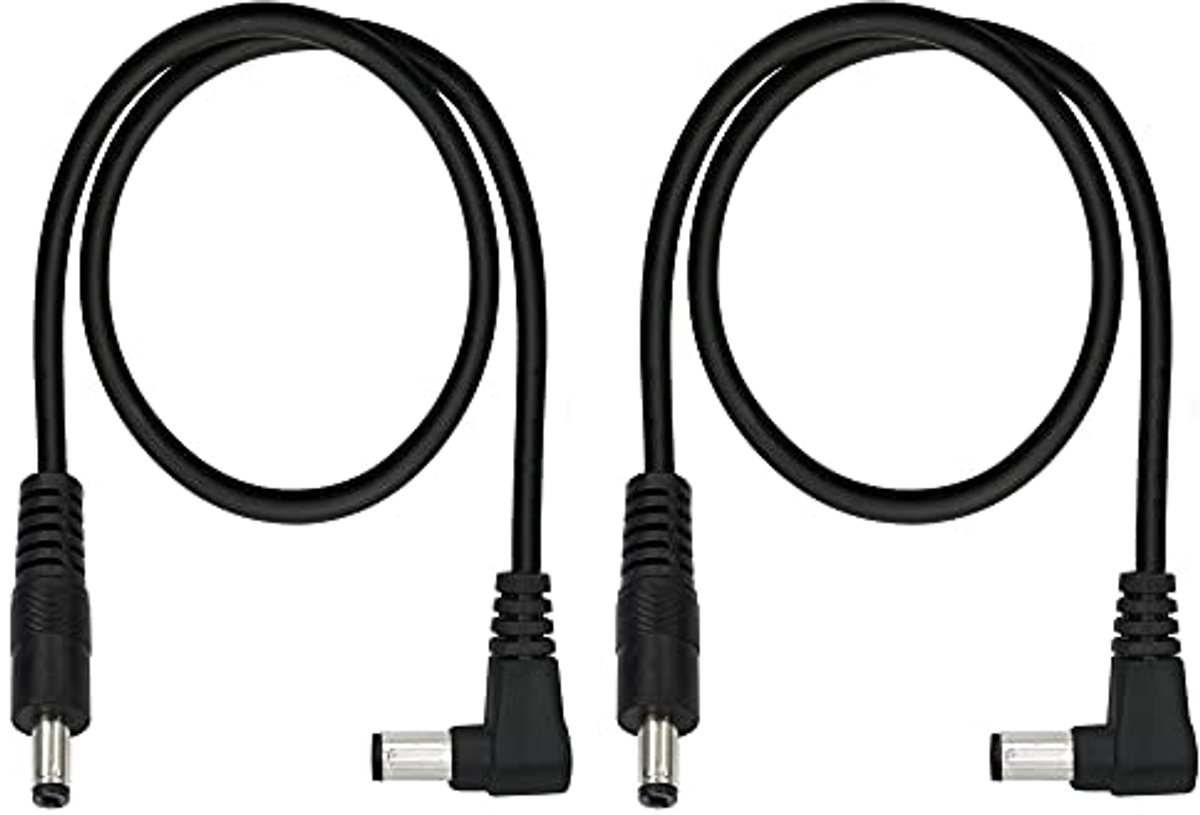 DC 5,5 x 2,1 mm Stroomkabel Adapter - 90 Graden Haakse Stekker voor Stripverlichting en CCTV - 2 Stuks