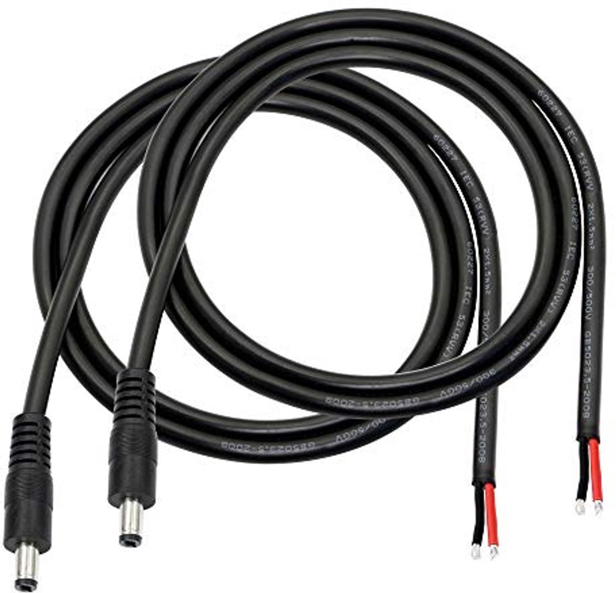 DC Power Pigtails Kabel - 3FT Voedingskabel voor CCTV, LED Strip en Meer (2 Stuks)