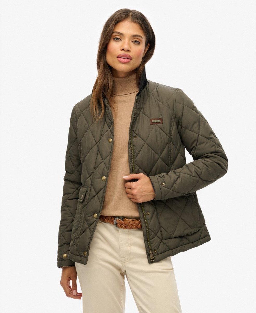 Superdry Gevoerde jas met ribfluwelen afwerking Dames Gewatteerde jassen Khaki