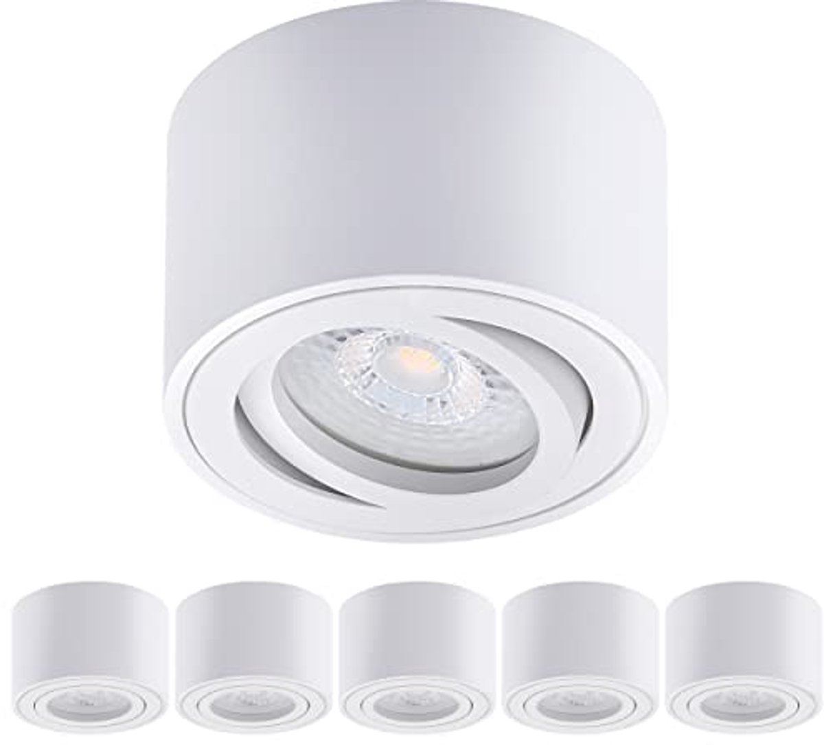 6 Stuks Zwenkbare Opbouwspot met LED 4,8W - Warm Wit 2700K - Aluminium Lichtarmatuur