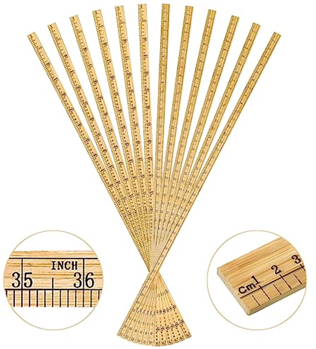 12 Stuks 39 Inch Houten Dubbelzijdige Meterstick voor School en Thuis