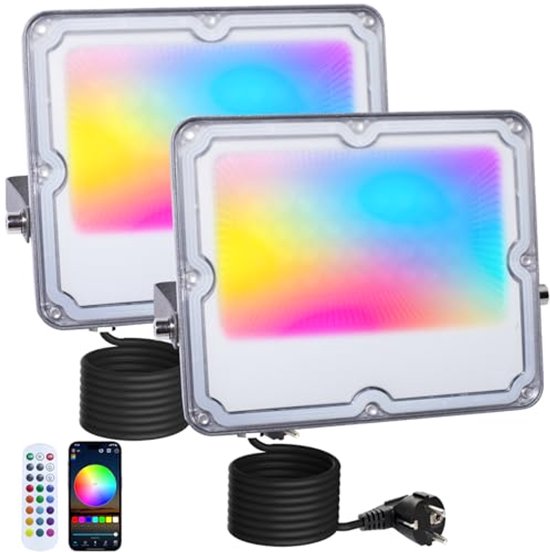 MEEKBOS RGB LED Schijnwerper 50W,2 Stuks Outdoor RGBW Kleur MEEKBOS RGB LED Schijnwerper 50W,2 Stuks Outdoor RGBW Kleur
