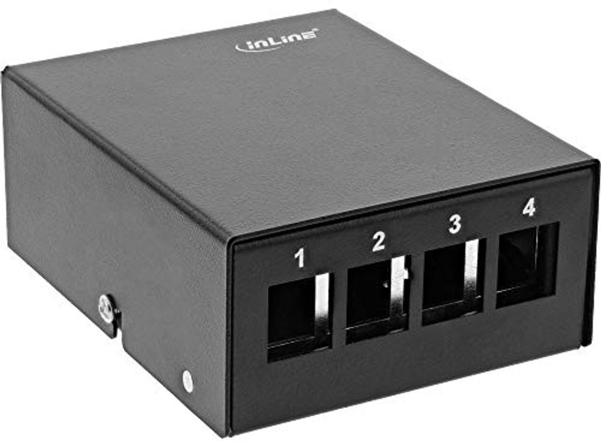 Patchvelddoos voor 4x Keystone RJ45 - Desk Mounted Consolidation Point Box, Zwart