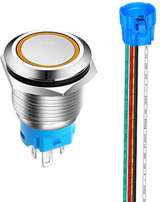LED-knopschakelaar, auto 12 V 2A 12 mm LED-licht tijdelijke drukknop schakelaar aan/uit vergrendeling knop schakelaar (groen) Automotive schakelaars