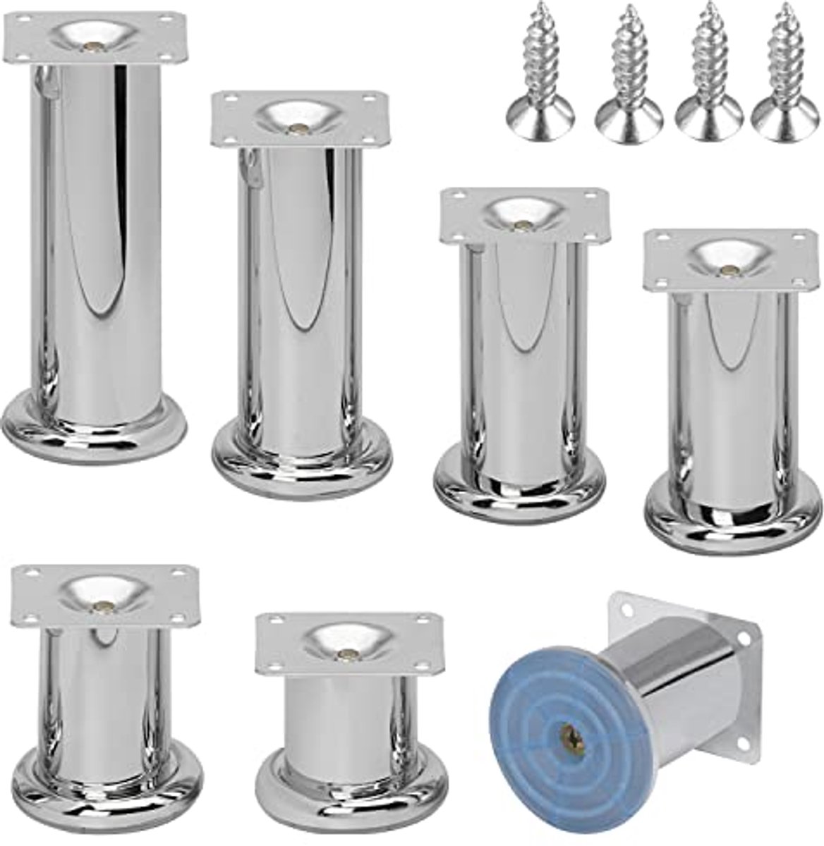 Meubelpoten Chroom Ø 47 mm - Set van 8 - Vloerglijder voor Vaste Meubels