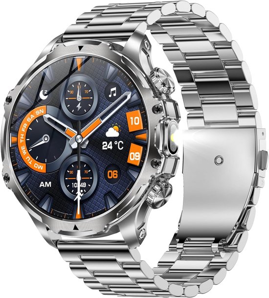 Smartwatch Heren Telefoonfunctie, 1,85 inch Sporthorloge Fitnesstracker 114 Sportmodi Sslaapmonitor Stappenteller Bloeddrukmeting Hartslagmeting IP68 Waterdicht (Grijs