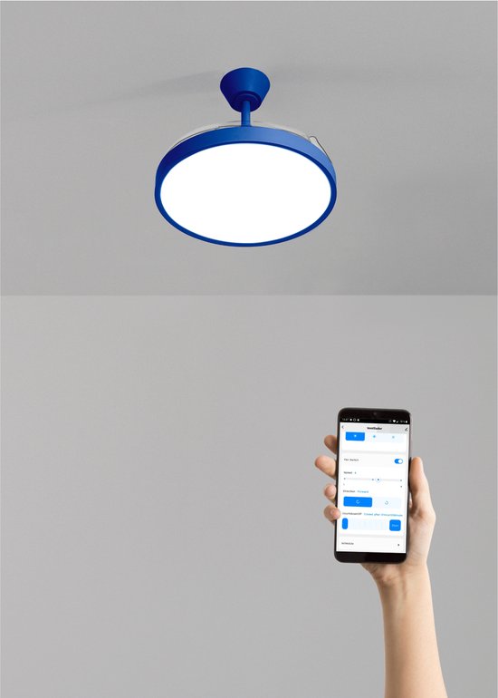 Create - Plafondventilator 40W Stil 108cm Intrekbar Messen   Wit Transparent   Met Licht   Met Wifi   Wind Clear 753754331