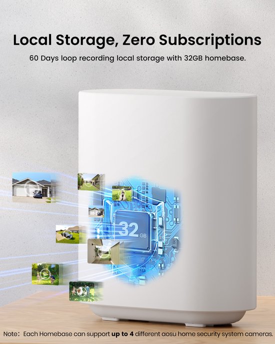 AOSU SolarCam P1 SE - 4 Beveiligingscamera’s met 2K Resolutie - Zonne-energie - 2-Weg Audio - AI van Aosu — afbeelding 3