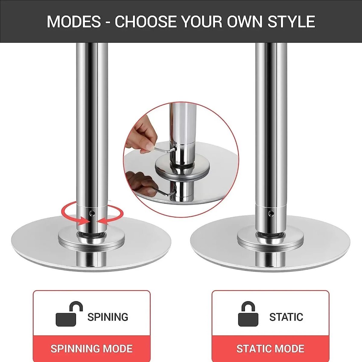 Fubzz Danspaal Professionele Paaldanspaal Verstelbaar 45mm - afbeelding 3