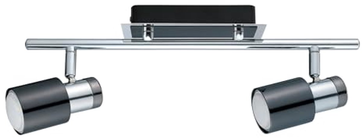 Moderne Stalen Spot met GU10 Fitting in Nikkel-Zwart (39 x 7 x 16 cm)