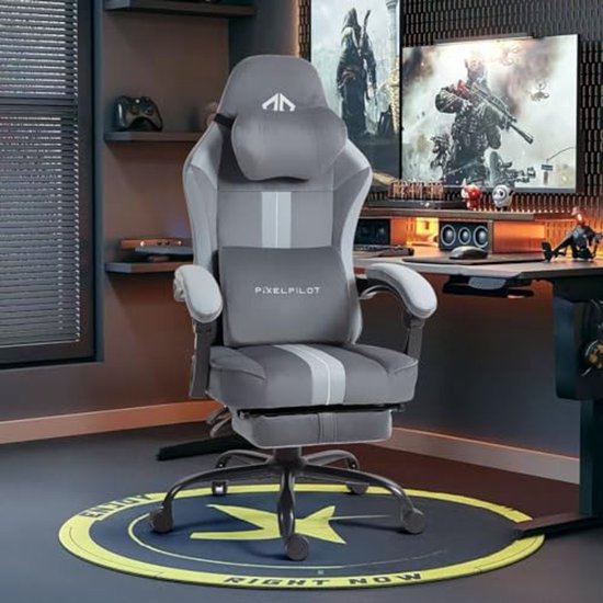 Ergonomische Gamingstoel met Voetensteun en Ademend Stof voor Optimale Comfort — afbeelding 5