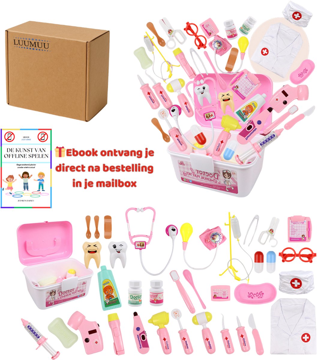Luumuu® Dokterset Speelgoed Kind - Dierenarts Setje - Doktersset - Tandarts Speelset - Dokterskoffer - 35-delig - Vanaf 3 jaar - Incl. Doktersjas — afbeelding 10