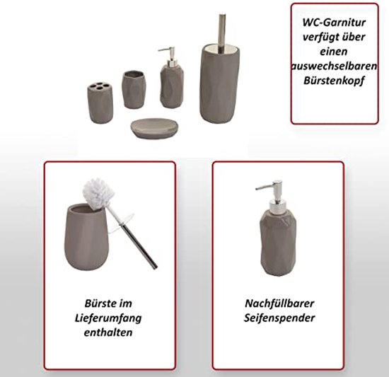 5-delige badkameraccessoireset QUILA wit