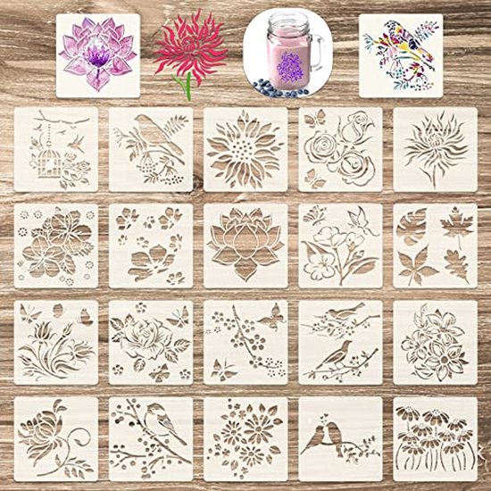 Mwoot 64 stuks mandala schildersjablonen sjabloon, herbruikbare DIY schildersjabloon kits