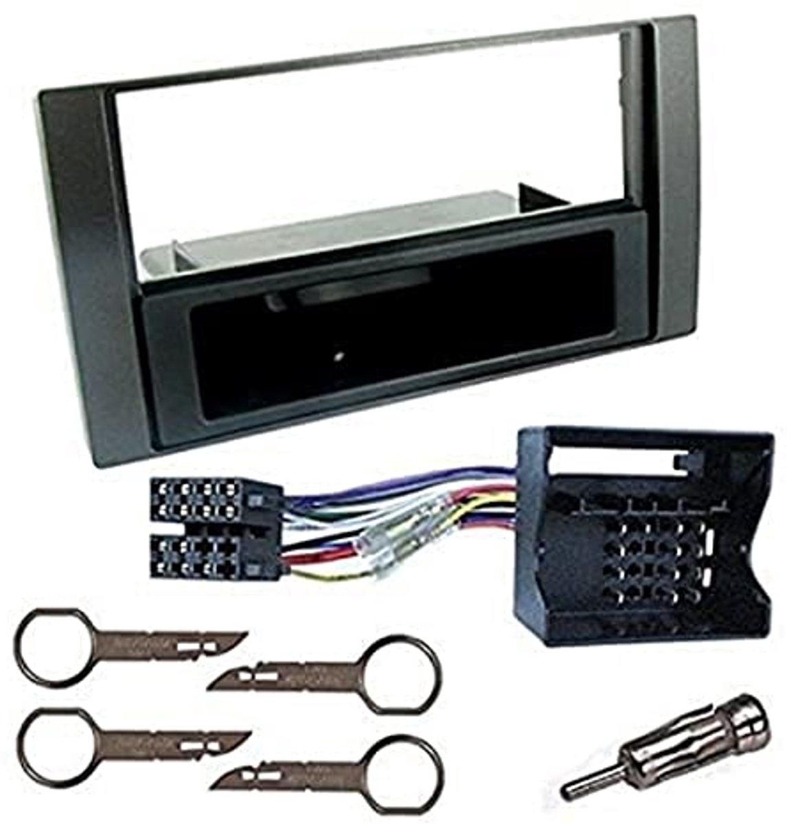 1 DIN Autoradio Paneel Frame met Antenne Adapter en ISO Aansluitkabel