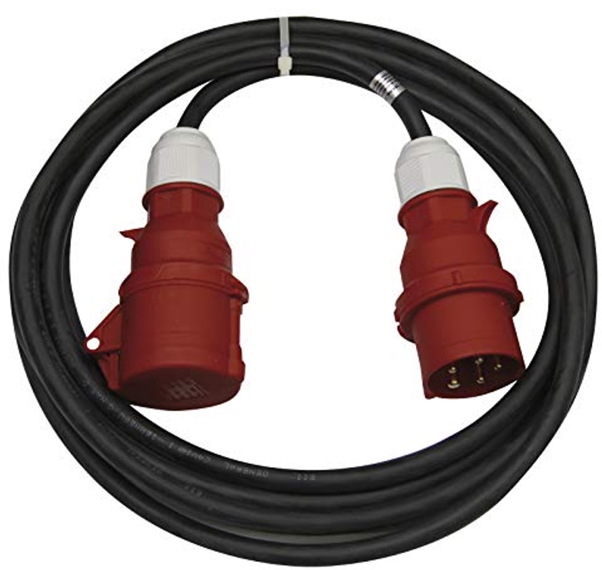 CEE Verlengkabel 20m 5-polige Stekker 5X 16A 400V 3 fasen 2,5 mm IP44 Zwart