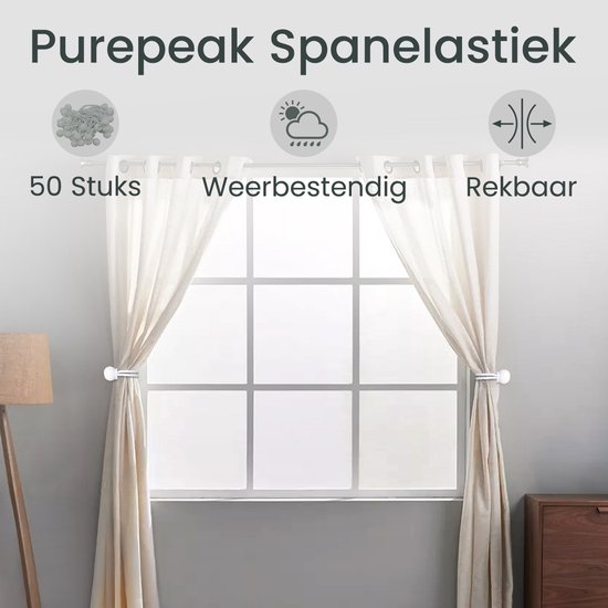 Purepeak Spanelastiek Set 50 Stuks - Wit - Tentspanner - Spanrubbers - Elastiek Koord - 11-21 cm Rekbaarheid van Merkloos — afbeelding 2