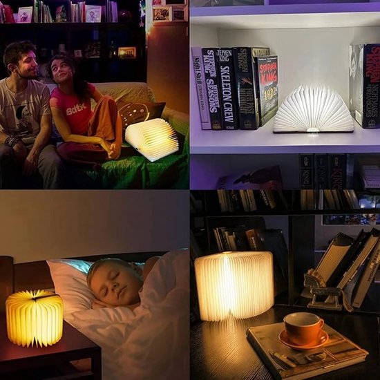 Boekenlamp Nachtlampje - Kinderkamer Verlichting - Oplaadbaar Nachtlampje Baby - Baby Nachtlampje - Sfeerlampje - van rood walnoothout Nachtlamp - Dromerig Lampje - Slaapvriendje van Merkloos — afbeelding 5