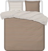 Luxueuze Terschellinger Flanellen Winter Dekbedovertrekset – Warm Zandbeige Gestreept Modern – Voor Ultiem Comfort en Warme Nachten – 140x200/220 cm