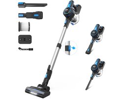 Novendo Goods - Draadloze stofzuiger - 6 in 1 - Blauw - Zwart - Steelstofzuiger - Snoerloze - Oplaadbaar - Extra filter