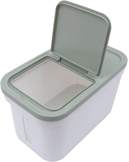 Wuciray Hondenvoer, opslag, 5 kg, voedercontainer, opbergdoos, opvouwbaar met deksel, lepel, maatbeker (grijs