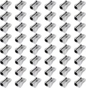 Taille-crayons en métal 48 pièces, mini-taille-crayons portables en métal, taille-crayons manuels à un trou, taille-crayon standard en alliage d'aluminium (argent)