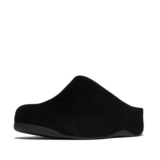 FitFlop FitFlop Shuv Tumbled-Leather Clogs ZWART - Maat 39