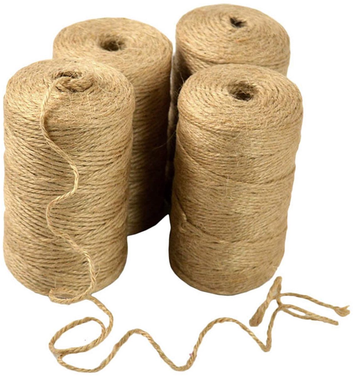 Jute Touw - 4 Stuks - Natuurlijke Hennep Touw - 100m x 2mm