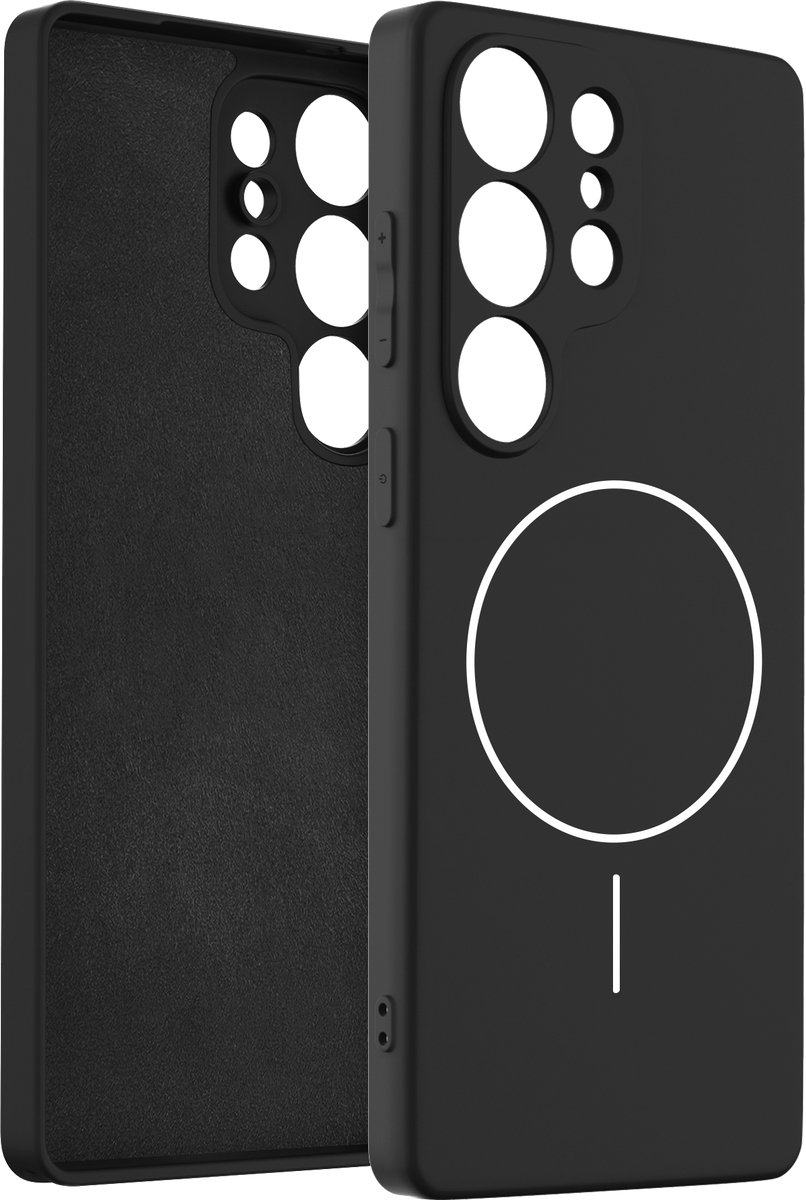 Coverzs Magnetisch siliconen geschikt voor Samsung Galaxy S24 Ultra - siliconen hoesje met magneet (zwart)