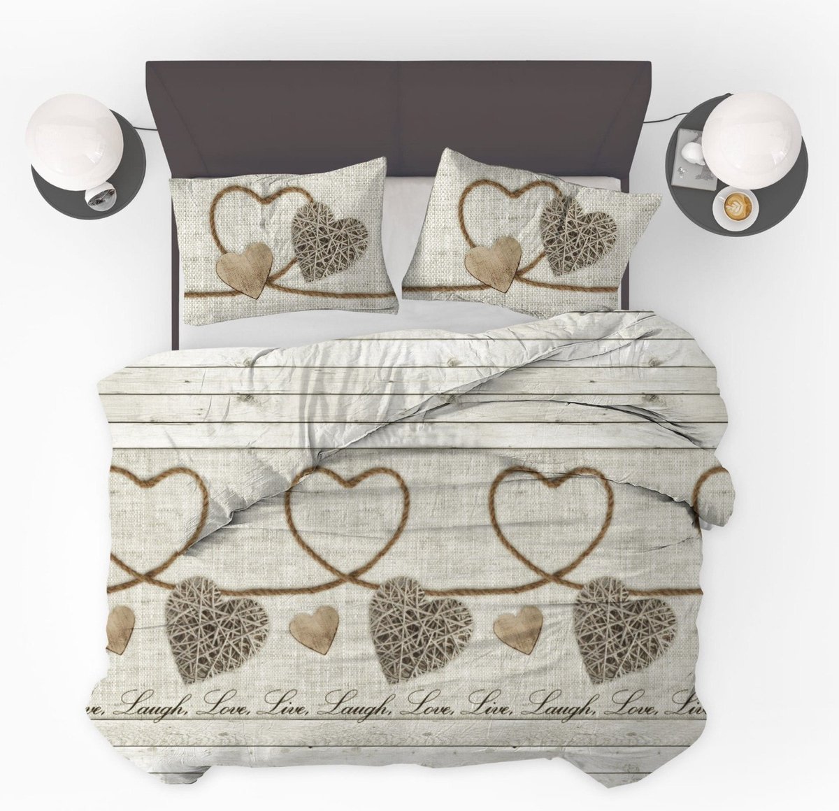 Dekbedovertrek Live Laugh Love - 240x200/220cm + 2 kussenslopen - 100% Microperkal