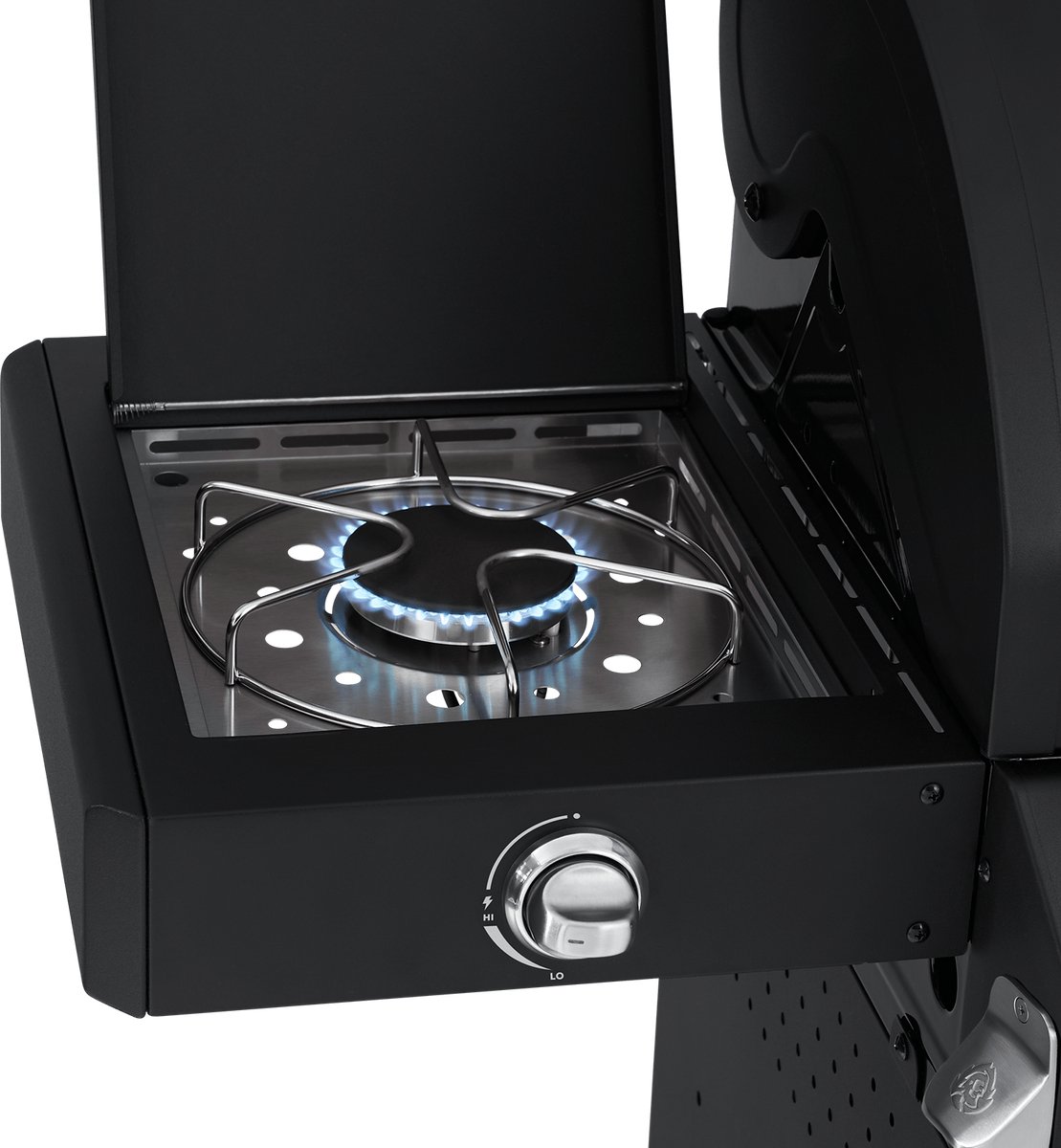 BURNHARD® 3 Branders gasbarbecue FRED Deluxe BLACK Series 3 incl. achterbrander, keramische 900°C infraroodbrander, zijkookplaat, RVS grillrooster + uitklapbare zijtafels thumbnail 2