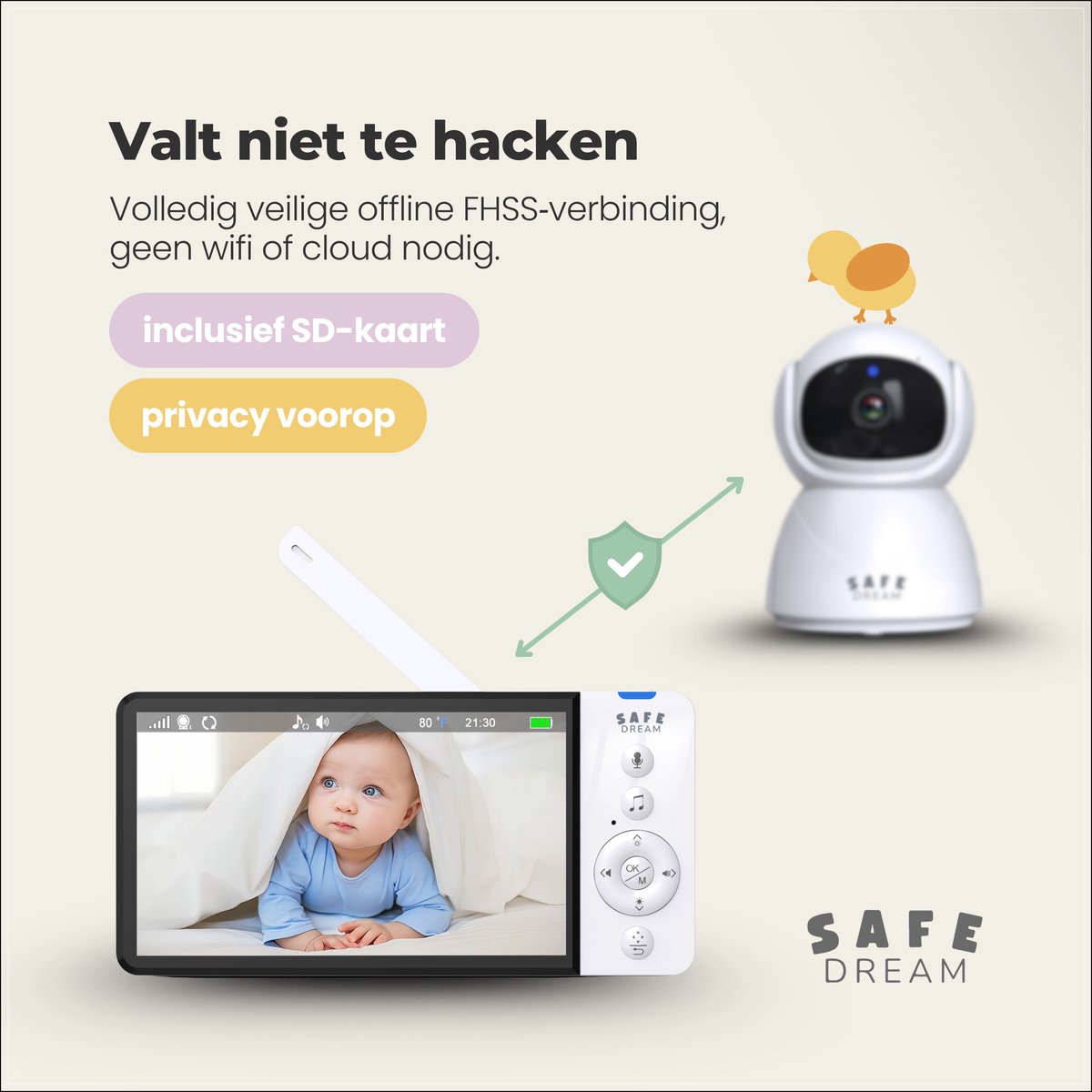 SafeDream Babyfoon - baby monitor - Tot 30u batterijduur thumbnail 6
