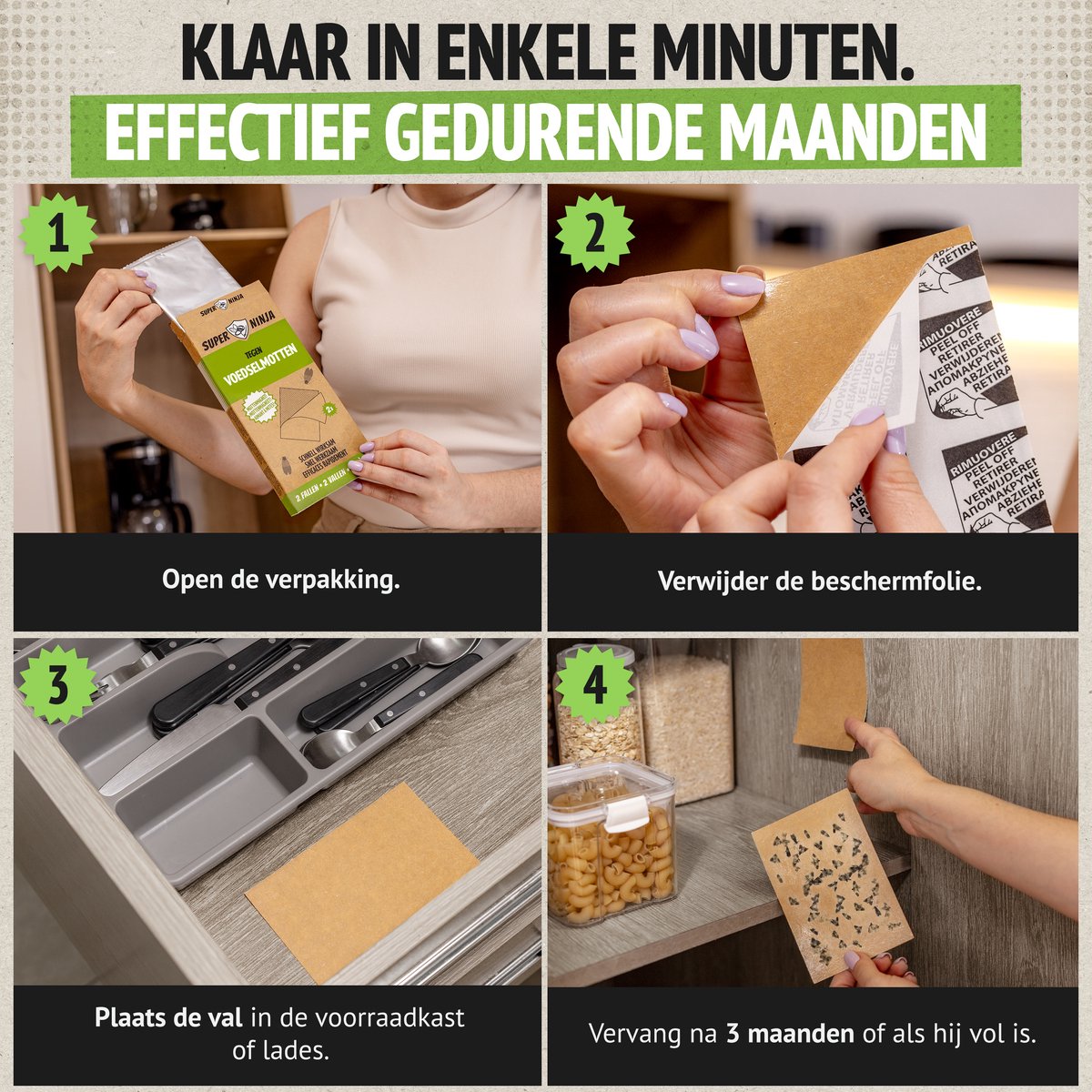 Voedselmottenval 2-pack met feromoon, effectieve vangst van levensmiddelenmotten, eenvoudig te gebruiken, 3 maanden bescherming - Afbeelding 2