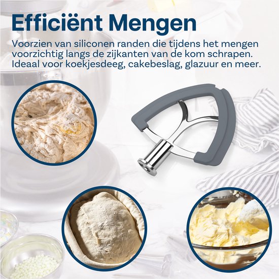 Flex Edge Klopper voor KitchenAid 4,5-5 Quart Tilt-Head Stand Mixers Artisan & Classic Series van MMOBIEL - RVS Platte Mixer Paddle met Flexibele Siliconen Randen - Komschraper - Vaatwasserbestendig van Merkloos — afbeelding 3