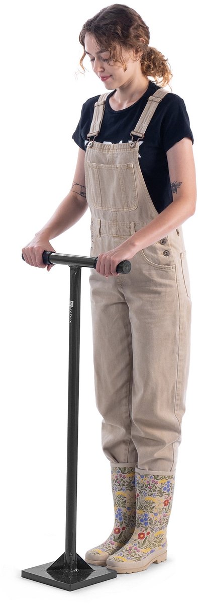 ECD Germany Betonstamper Grondstamper met rubberen T-greep - bodemplaat 21 x 21 cm - 12 kg - H: 80,5 cm - gemaakt van staal - voor verdichting - bodemverdichting of Handstamper Afvalstamper