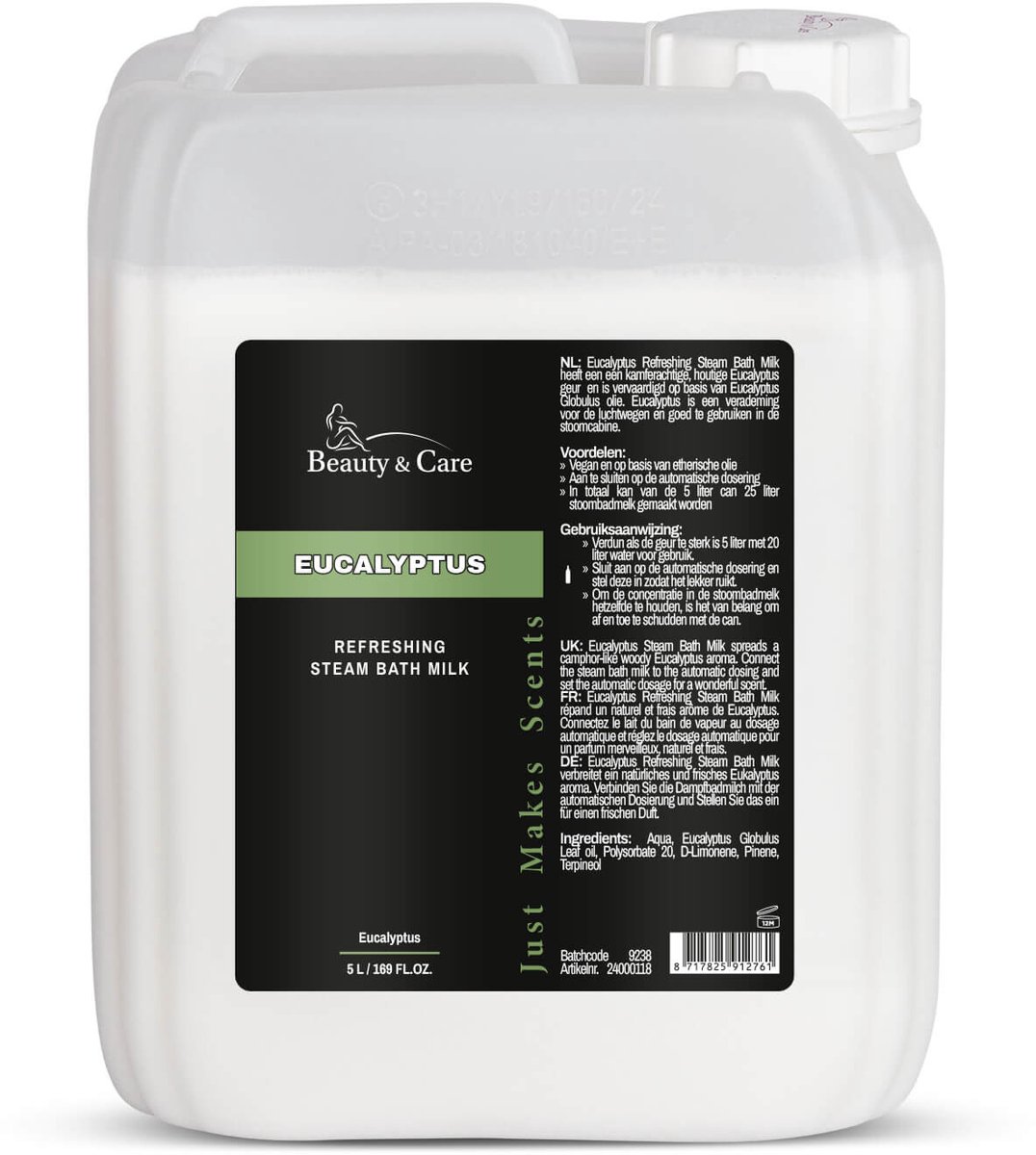 Eucalyptus stoombadmelk - Beauty & Care - 5 L. new