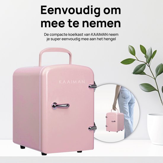 Flamingueo Mini Koelkast 4L - Kleine Koelkast 12V/220V, Cosmetische Koelkast, Warm en Koud Functie, Skincare Fridge, Minikoelkast Slaapkamer