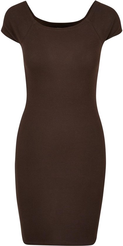 Robe crayon Urban Classics -5XL- Côtelé à épaules dénudées Marron