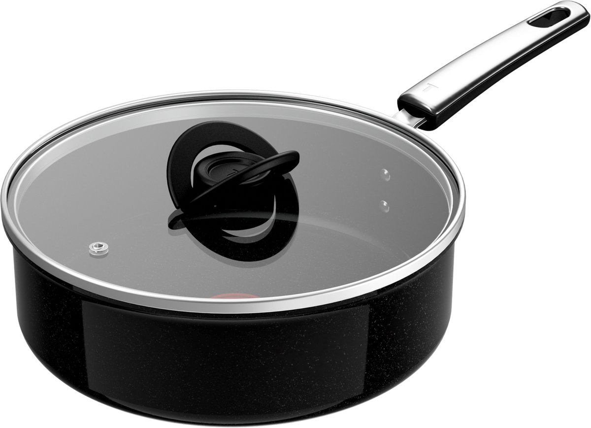Tefal Experience Ceram - Keramische Hapjespan - Ø24 cm - Fusion Core - PFAS-vrij - Inclusief Deksel - Geschikt voor Inductie - Geschikt voor gebruik met metalen spatels
