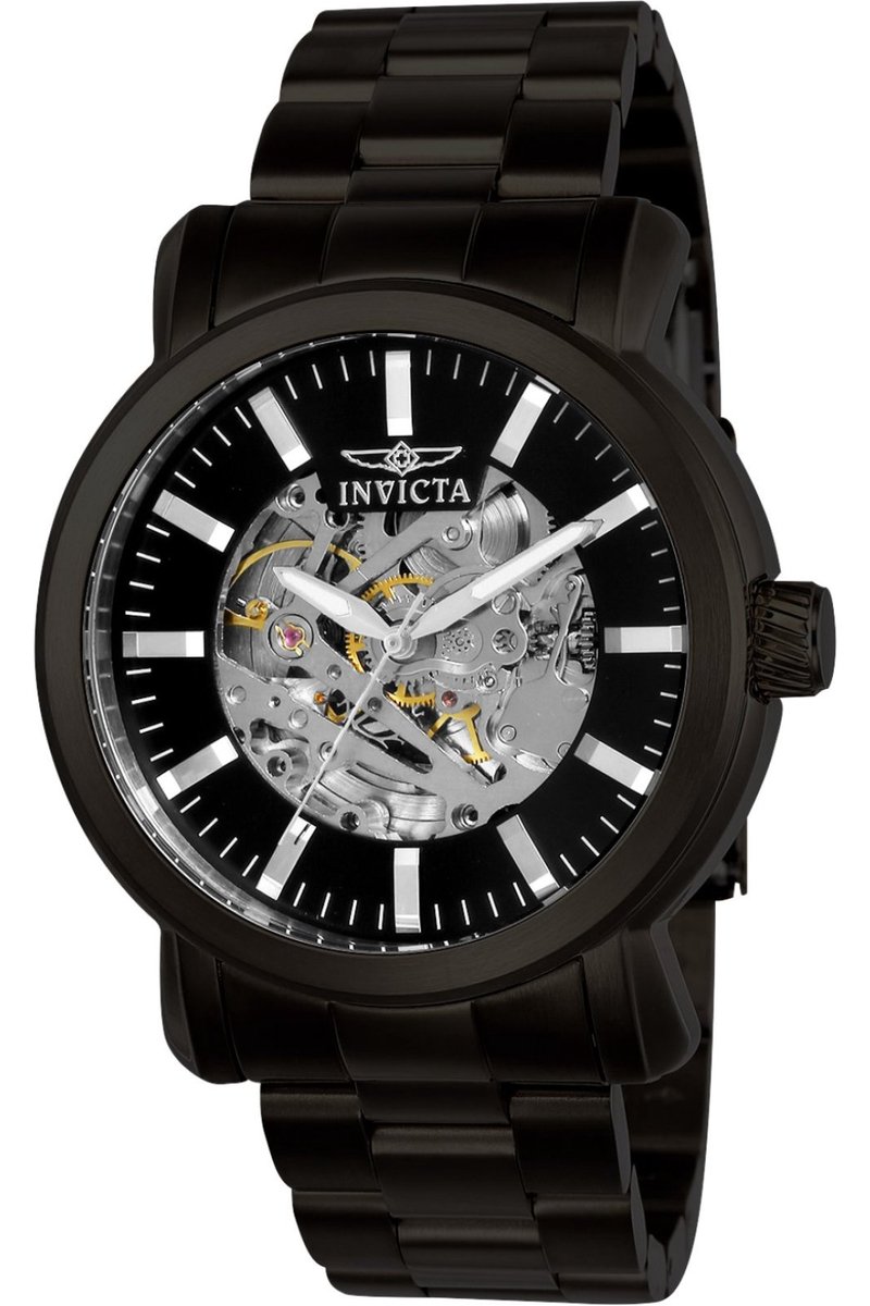 Invicta Vintage 22576 Heren Horloge - Waterdicht - Analoog - Automatisch Uurwerk - Roestvrij Staal met zwarte Wijzerplaat - 45mm