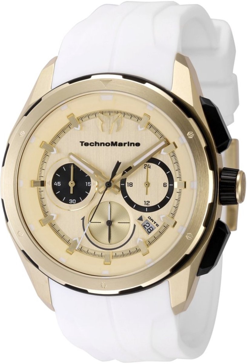 TechnoMarine OCEAN - NOMAD TM-318101 Heren Horloge - Waterdicht - Analoog - Quartz Uurwerk - Roestvrij Staal met gouden Wijzerplaat - 43mm