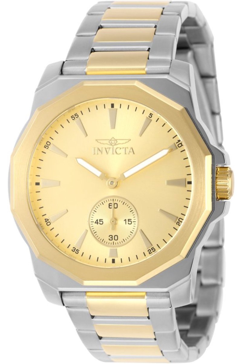 Invicta Speedway 49329 Heren Horloge - Waterdicht - Analoog - Quartz Uurwerk - Roestvrij Staal met gouden Wijzerplaat - 42mm
