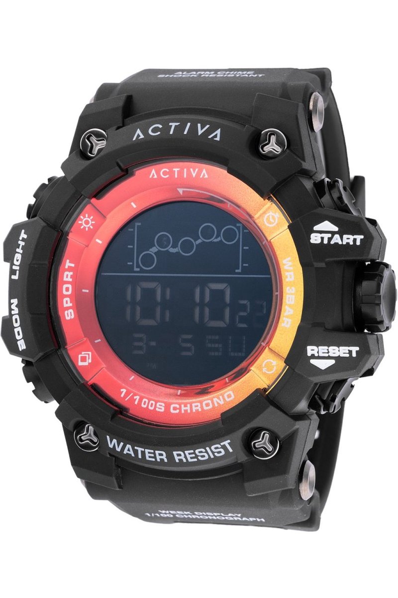 Activa x Invicta Digital ACW8082-007 Heren Horloge - Waterdicht - Digitaal - Quartz Uurwerk - Plastic met zwarte Wijzerplaat - 50mm