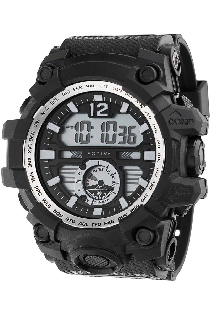 Activa x Invicta Digital ACW432-004 Heren Horloge - Waterdicht - Digtaal - Quartz Uurwerk - Plastic met zwarte Wijzerplaat - 52mm