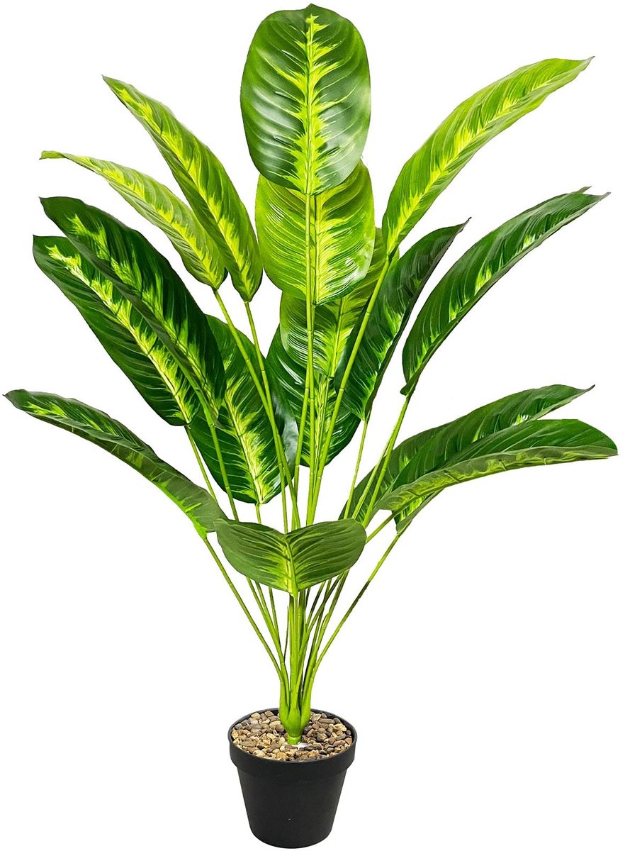 Ibenzoa Realistische kunstpalm in pot voor sfeervolle decoratie en onderhoudsvrij gemak Groen