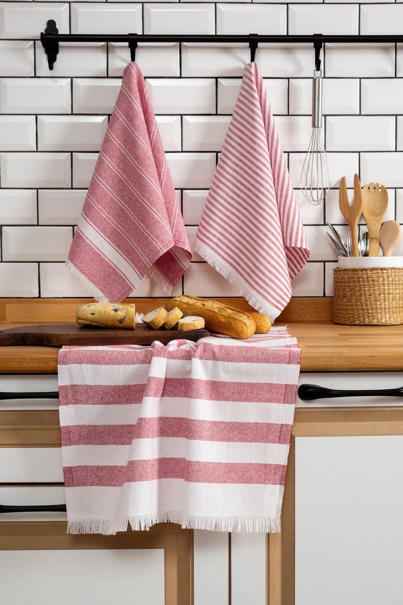 Asir - Handdoekset - 3 Stuks - Rood - 45 x 65 cm