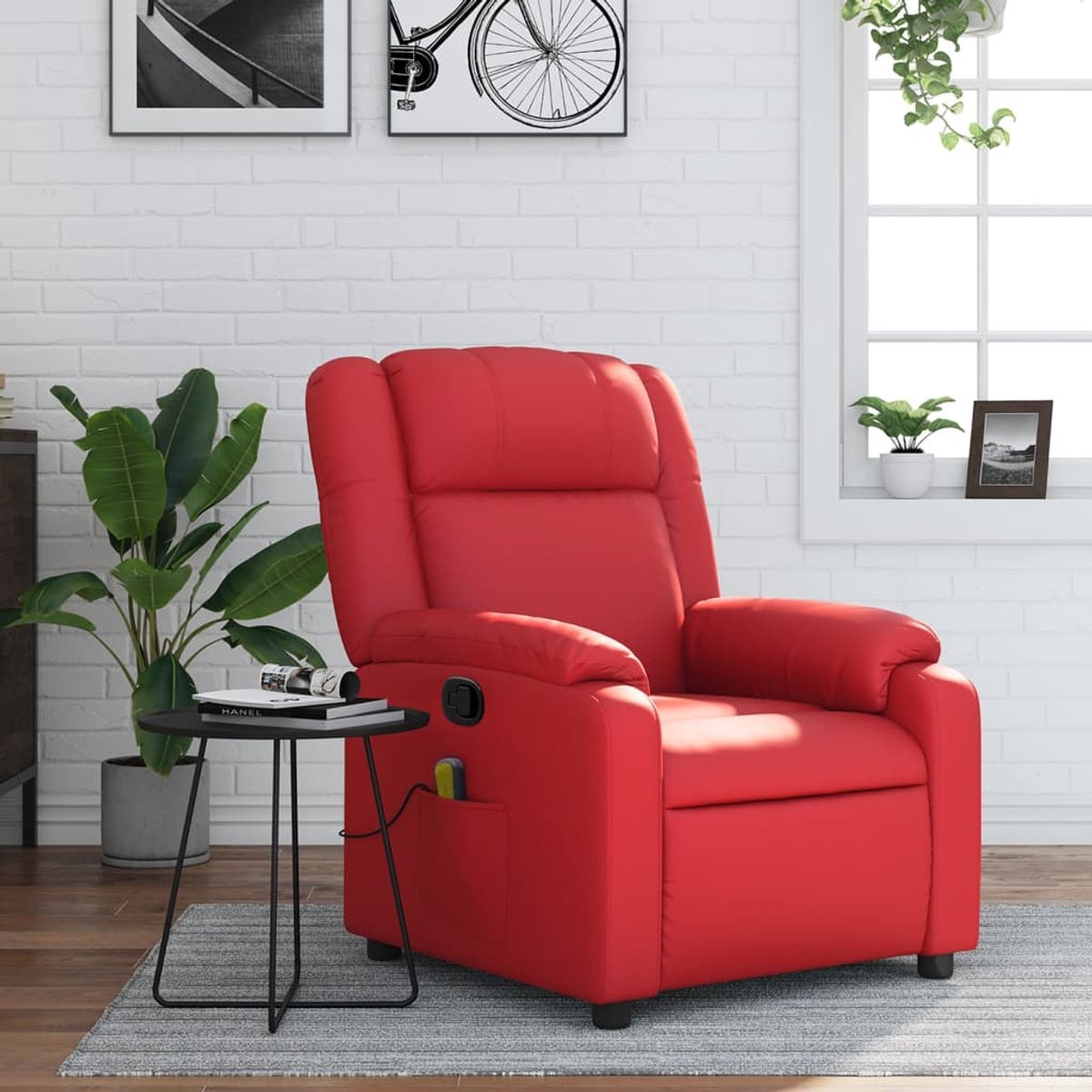 vidaXL Massagestoel - verstelbaar - kunstleer - rood