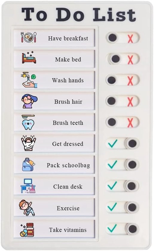 Checklistbord met to-do-lijst om op te plakken - herbruikbaar memobord voor kinderen - takenplanner voor kinderen - to-do-lijst voor kinderen