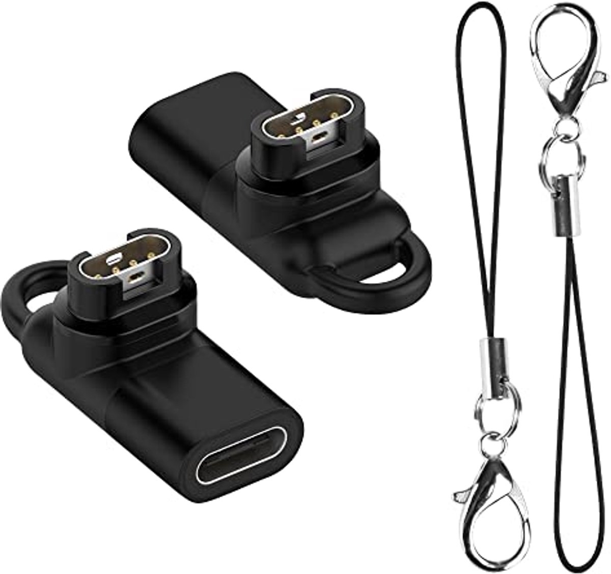 USB-C Adapter voor Garmin Horloges - 2 Stuks - Zwart met Lanyard