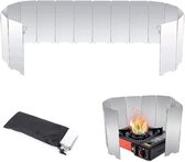 Windscherm voor kampeerfornuis - 10 stuks - Opvouwbaar aluminium windscherm - Opvouwbaar windscherm voor gasfornuis, bord, grill, picknick, kampeeruitrusting - Aluminium windscherm met opbergtas
